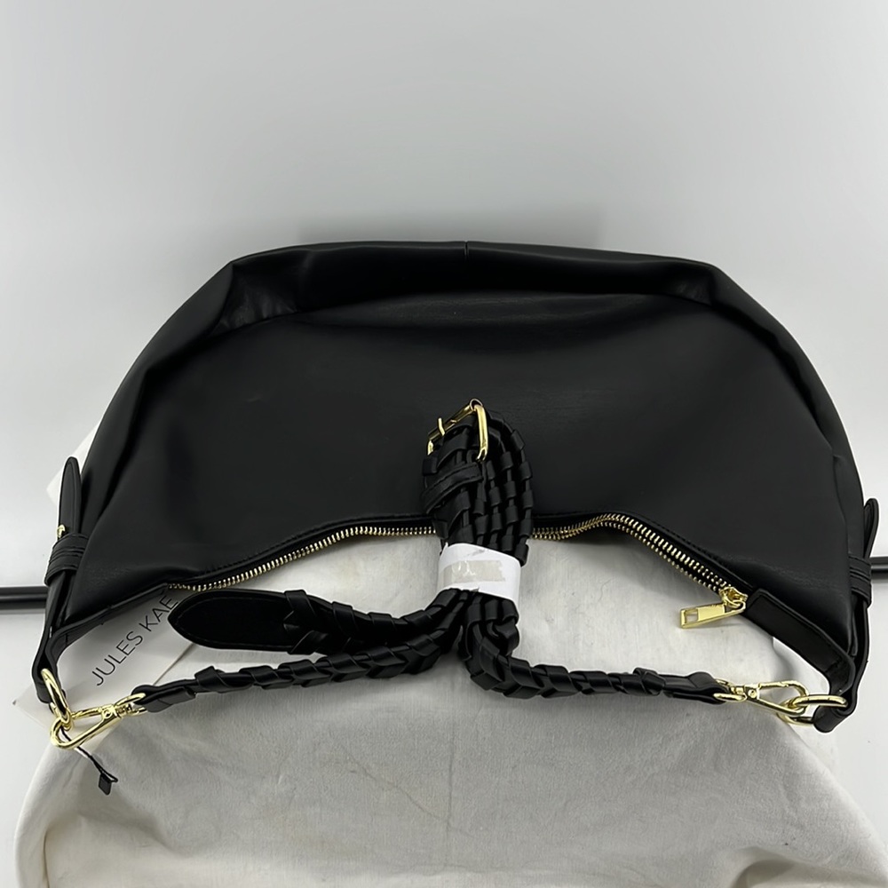 NWT JULES KAE Black Super Soft Vegan Leather Zola Moon Shoulder/Crossbody Bag